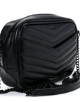 Calfskin Matelasse Monochrome Monogram Mini Lou Camera Bag Black