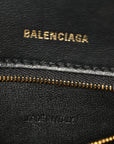 Shiny Calfskin Crocodile Embossed Small Hourglass Top Handle Bag Black