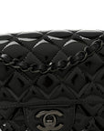Patent Calfskin Quilted Mini Rectangular Flap So Black