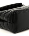 Calfskin Y Quilted Monogram Small Loulou Chain Satchel Black