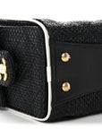 Braided Raffia Calfskin Quilted Mini CHNL 25 Handbag Black White
