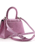 Strass Suede Hourglass Top Handle Bag XS Pink