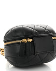 Lambskin Quilted CC Bubble Vanity Case With Chain Black