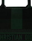 Canvas Embroidered Checkered Book Tote Black Green