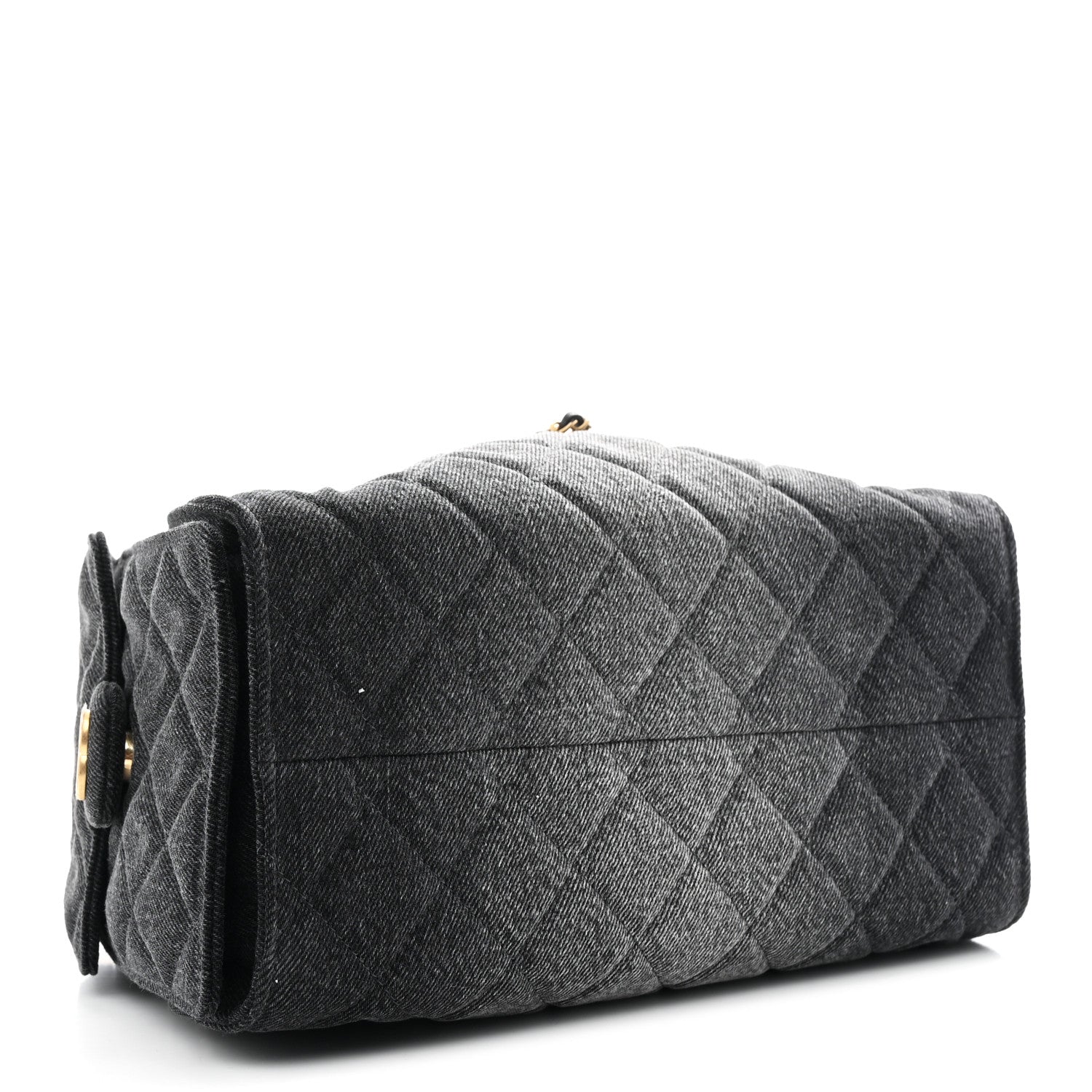 Washed Denim Quilted Small CHNL 25 Handbag Black