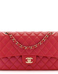 Iridescent Caviar Quilted Medium Double Flap Red