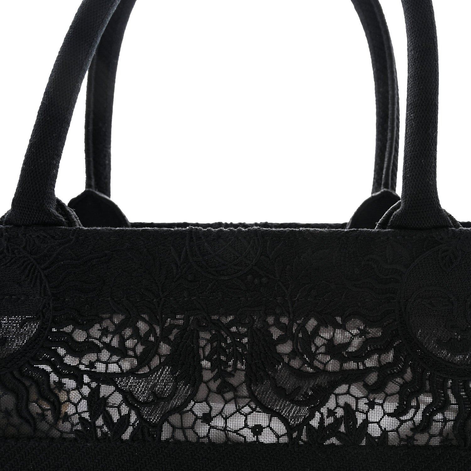 Embroidered 3D Macrame D-Lace Sun Medium Book Tote Black
