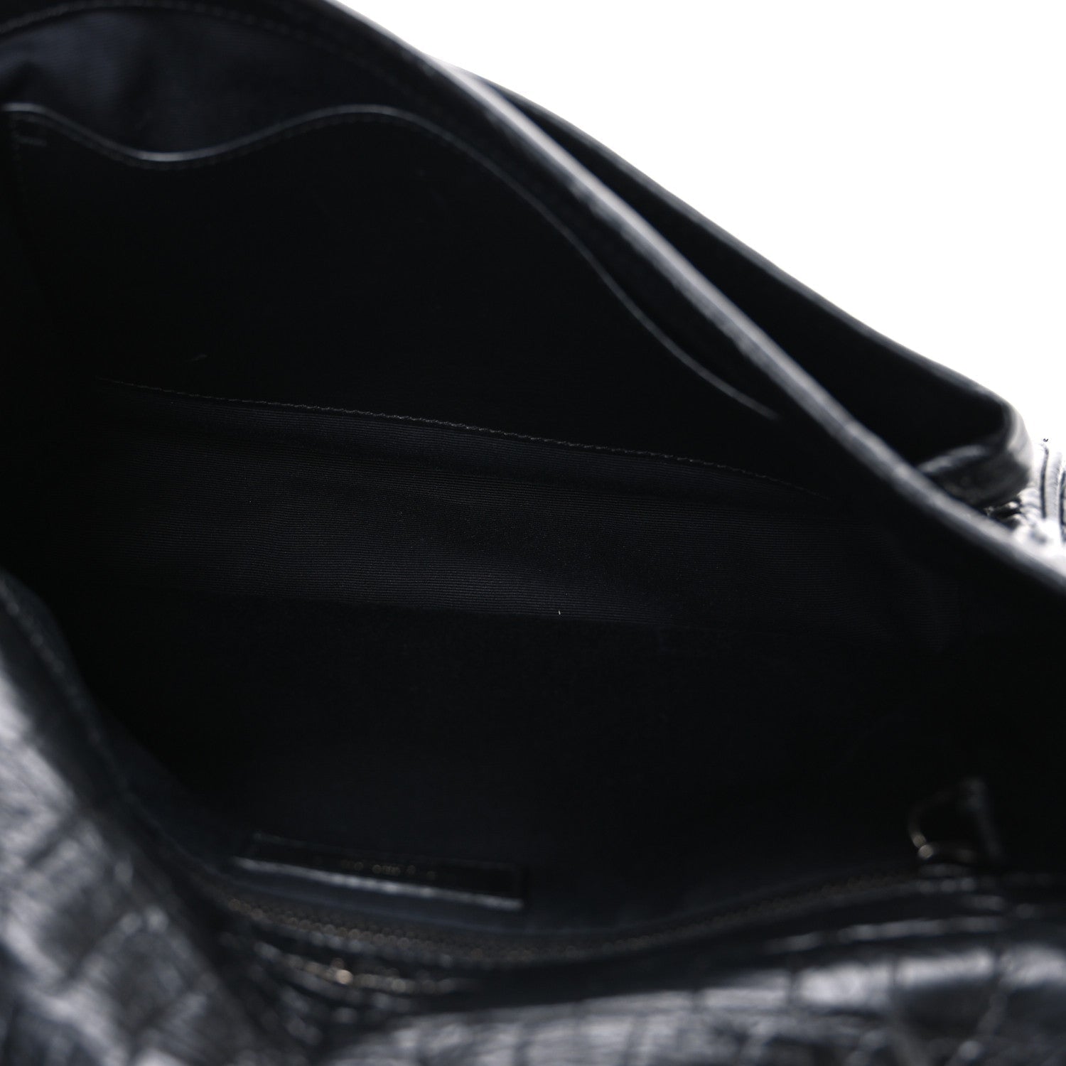 Crocodile Embossed Lambskin Monogram Medium Niki Chain Satchel Black