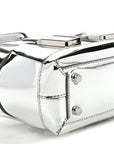 Mirror Laminated Nappa Maxi Intrecciato Mini Arco  Silver