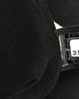Fabric Printed Large CHNL 19 Flap Black Ecru