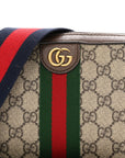 GG Supreme Monogram Textured Dollar Calfskin Web Ophidia Wristlet Shoulder Bag Beige Ebony New Acero