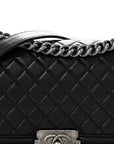 Lambskin Quilted Medium Boy Flap Black