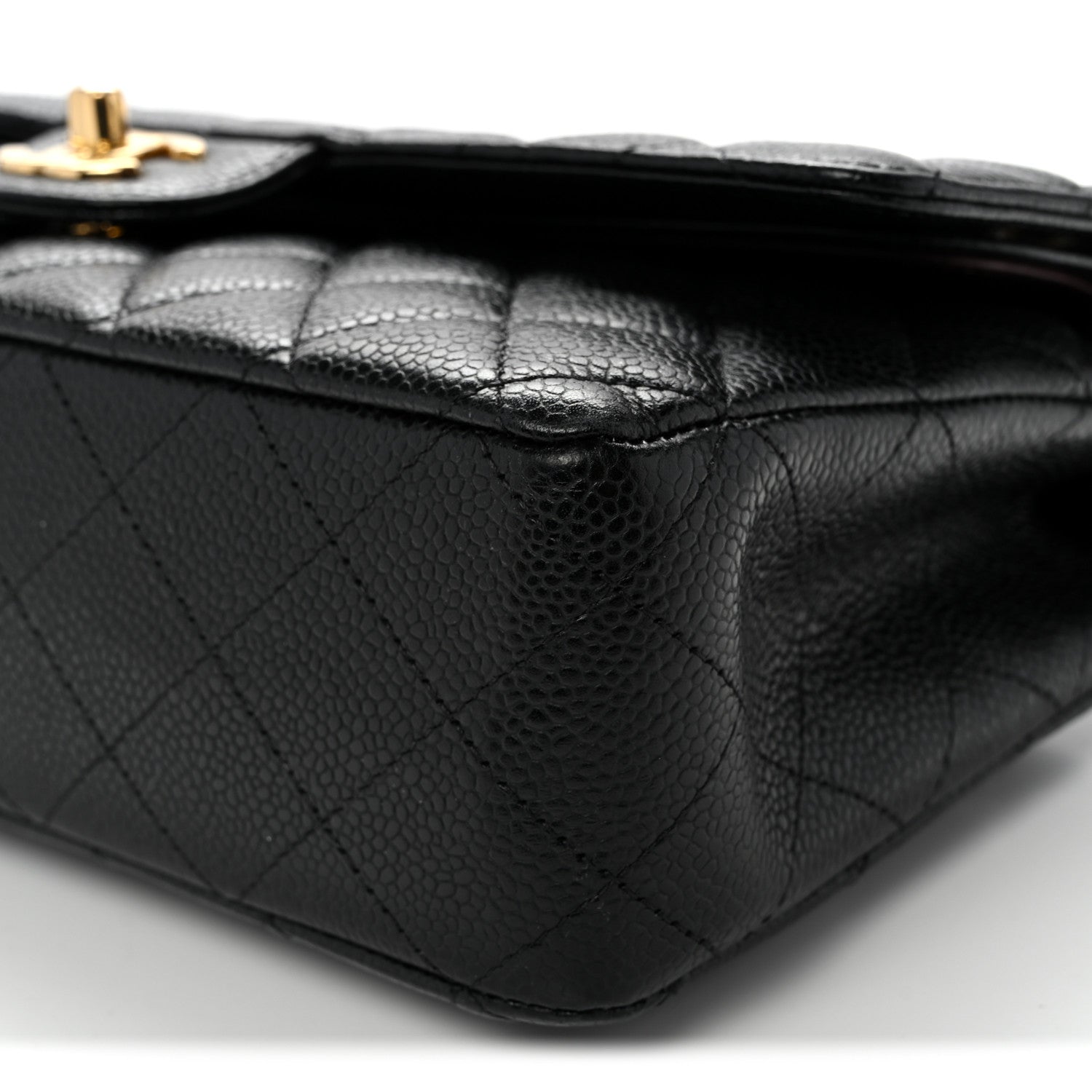 Caviar Quilted Medium Double Flap Black