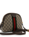 GG Supreme Monogram Textured Dollar Calfskin Web Small Ophidia Dome Shoulder Bag Beige Ebony New Acero