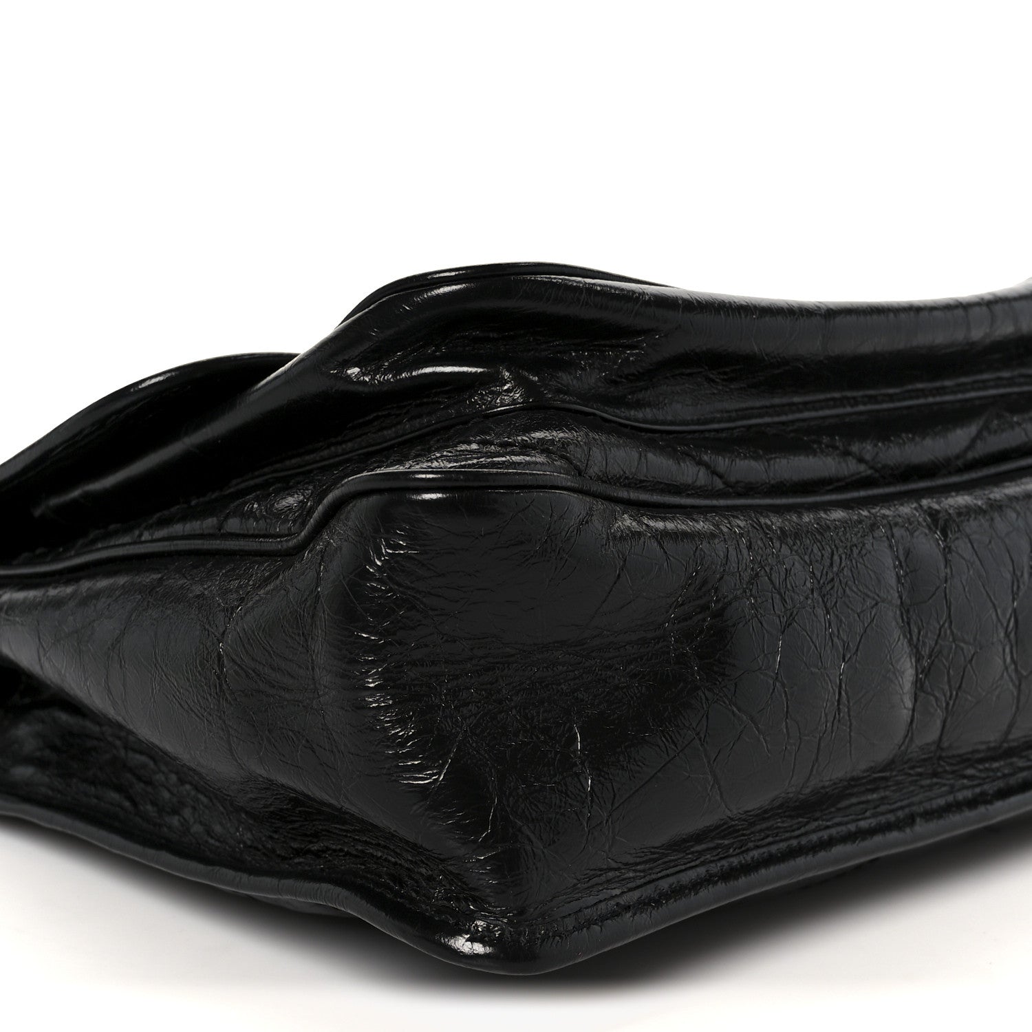 Crinkled Calfskin Matelasse Monogram Large Niki Chain Satchel Black
