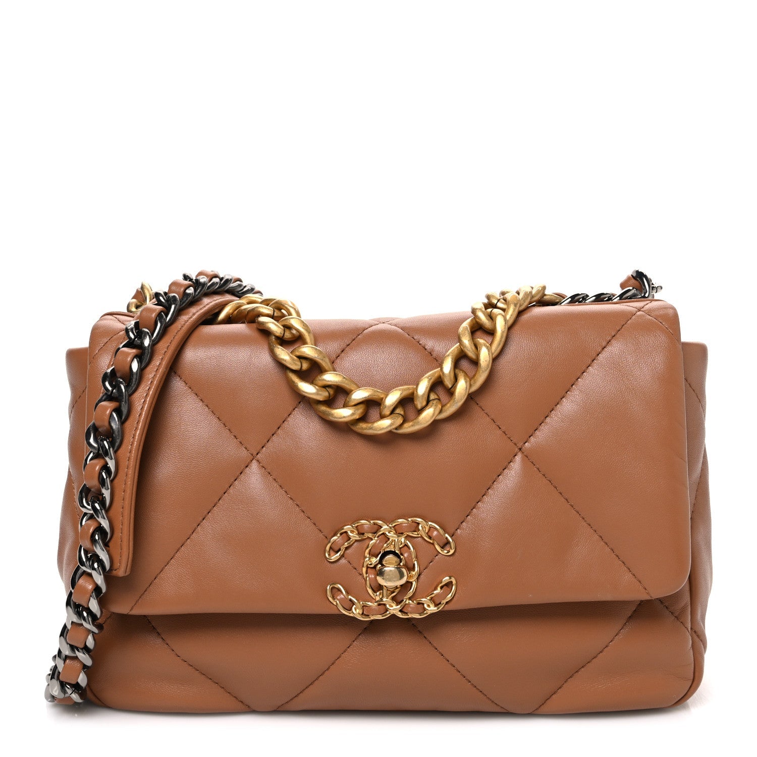 Lambskin Quilted Medium CHNL 19 Flap Brown