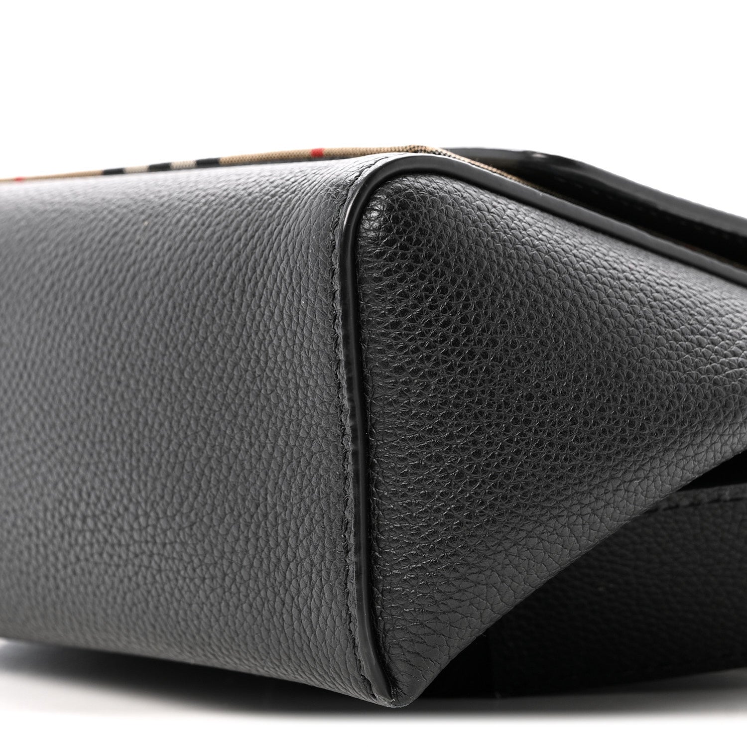 Coated Canvas Calfskin Vintage Check Medium Note Crossbody Bag Black