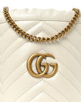 Calfskin Matelasse Mini GG Marmont 2.0 Bucket Bag White