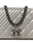 Glazed Calfskin Quilted Small Coco Boy Flap Grey
