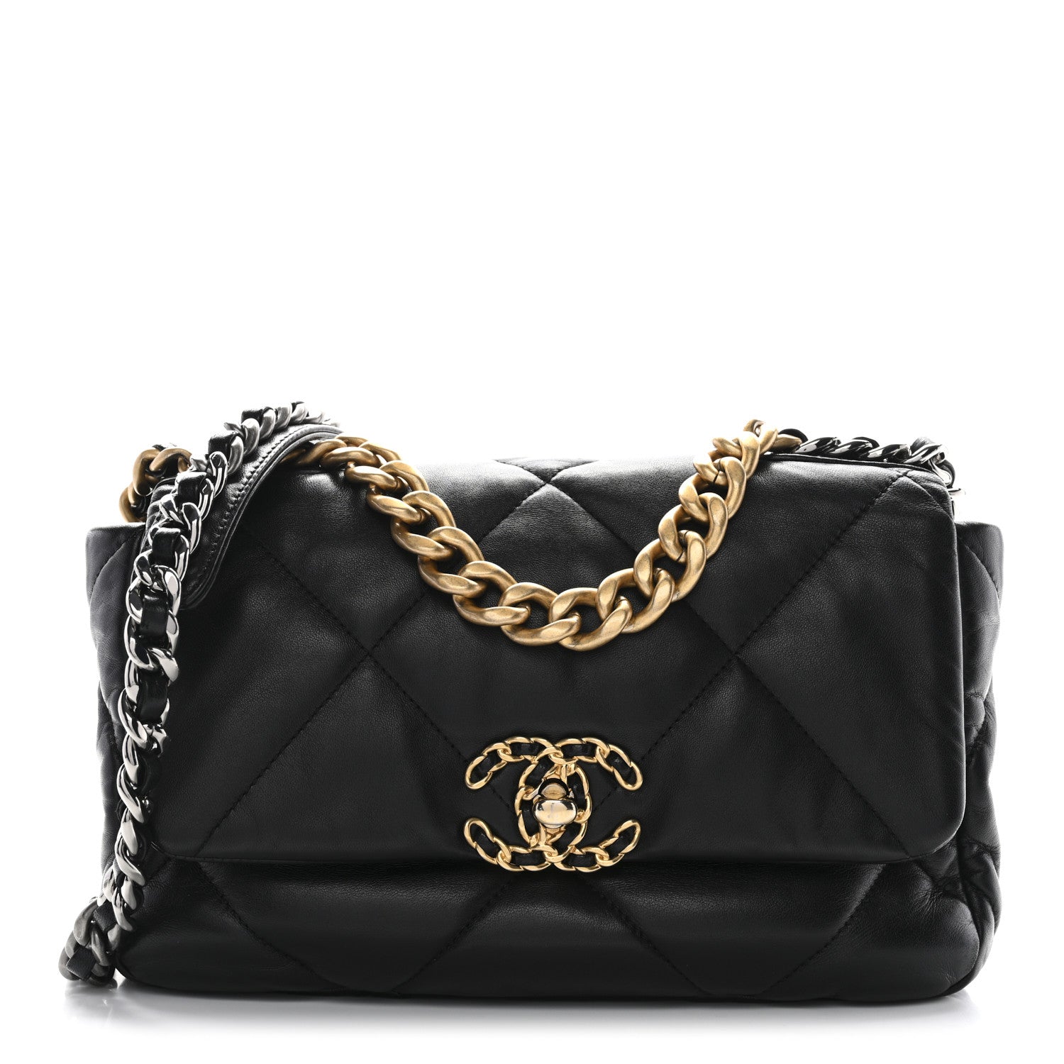 Lambskin Quilted Medium CHNL 19 Flap Black