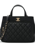 Caviar Quilted Small Business Affinity Shopping Bag Black