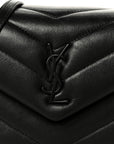 Calfskin Y Quilted Monogram Monochrome Toy Loulou Crossbody Bag Black