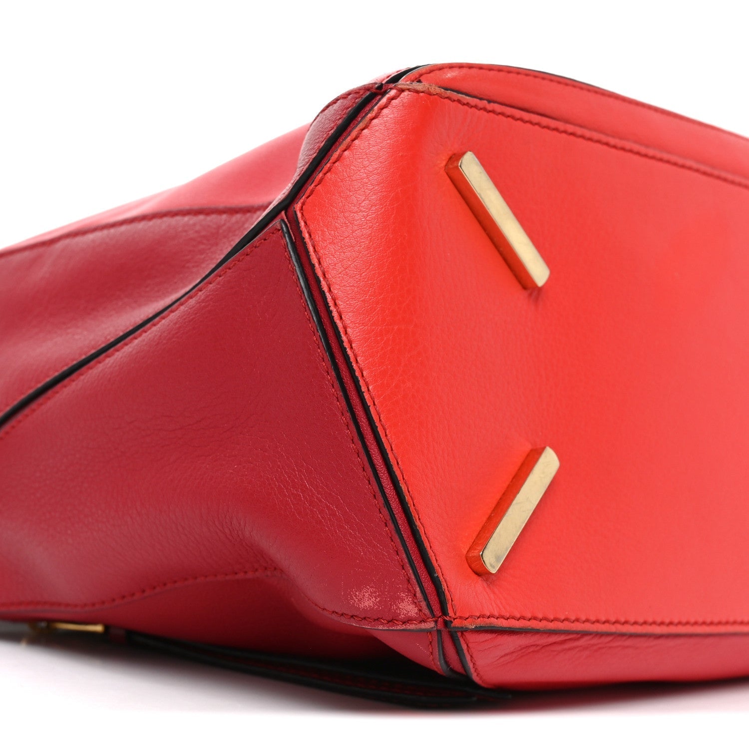 Calfskin Colorblock Medium Puzzle Bag Red