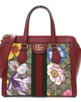 GG Supreme Monogram Flora Web Small Ophidia Tote Bag Red