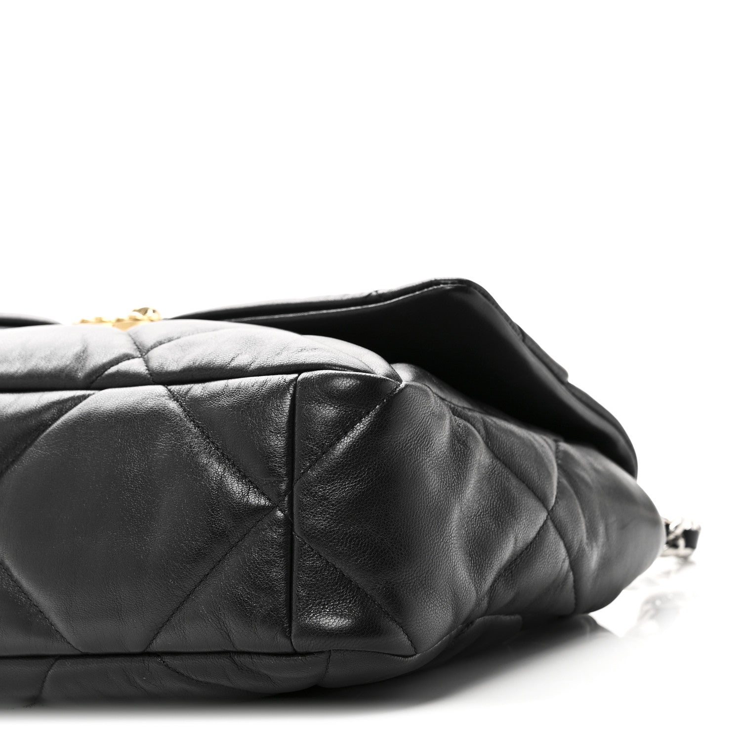 Goatskin Quilted Large CHNL 19 Flap Black