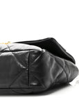 Goatskin Quilted Large CHNL 19 Flap Black