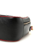 Vintage Effect Calfskin Matelasse Diagonal Small Torchon GG Marmont Bamboo Top Handle Shoulder Bag Black Romantic Cherry
