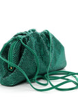 Satin Crystal Embellished The Mini Pouch Emerald