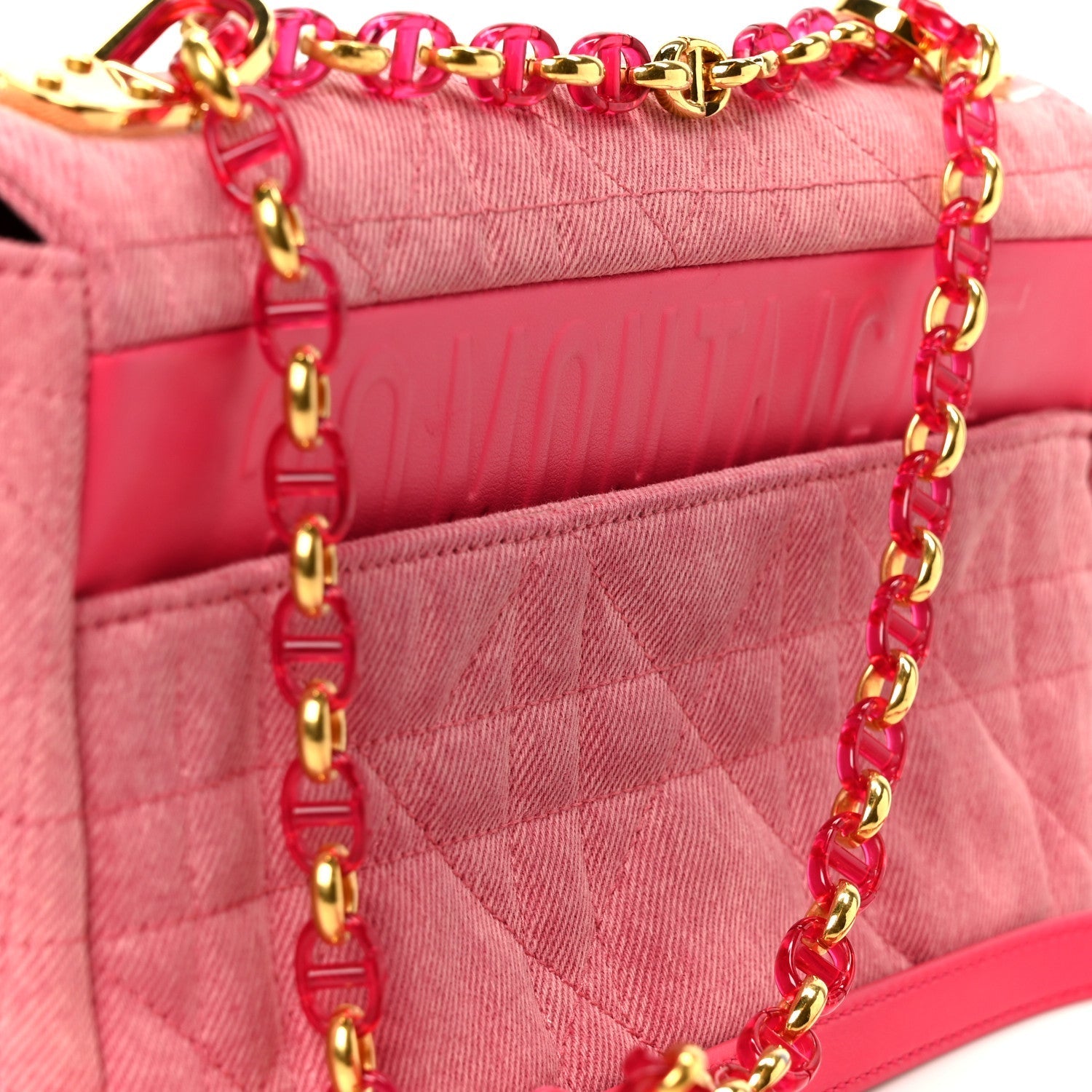 Denim Macrocannage Medium Caro Bag Fuchsia Multicolor