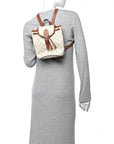Triomphe Canvas Calfskin Mini Folco Backpack White