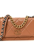 Lambskin Quilted CHNL 19 Wallet On Chain WOC Brown