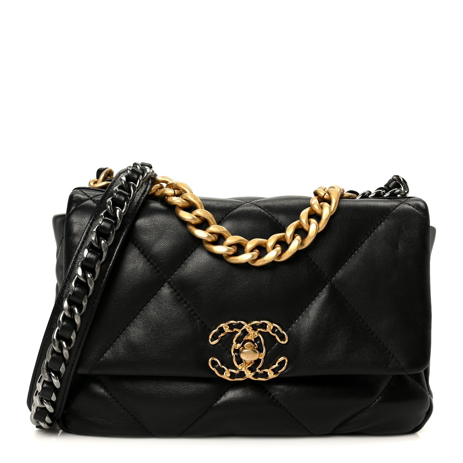 Lambskin Quilted Medium CHNL 19 Flap Black