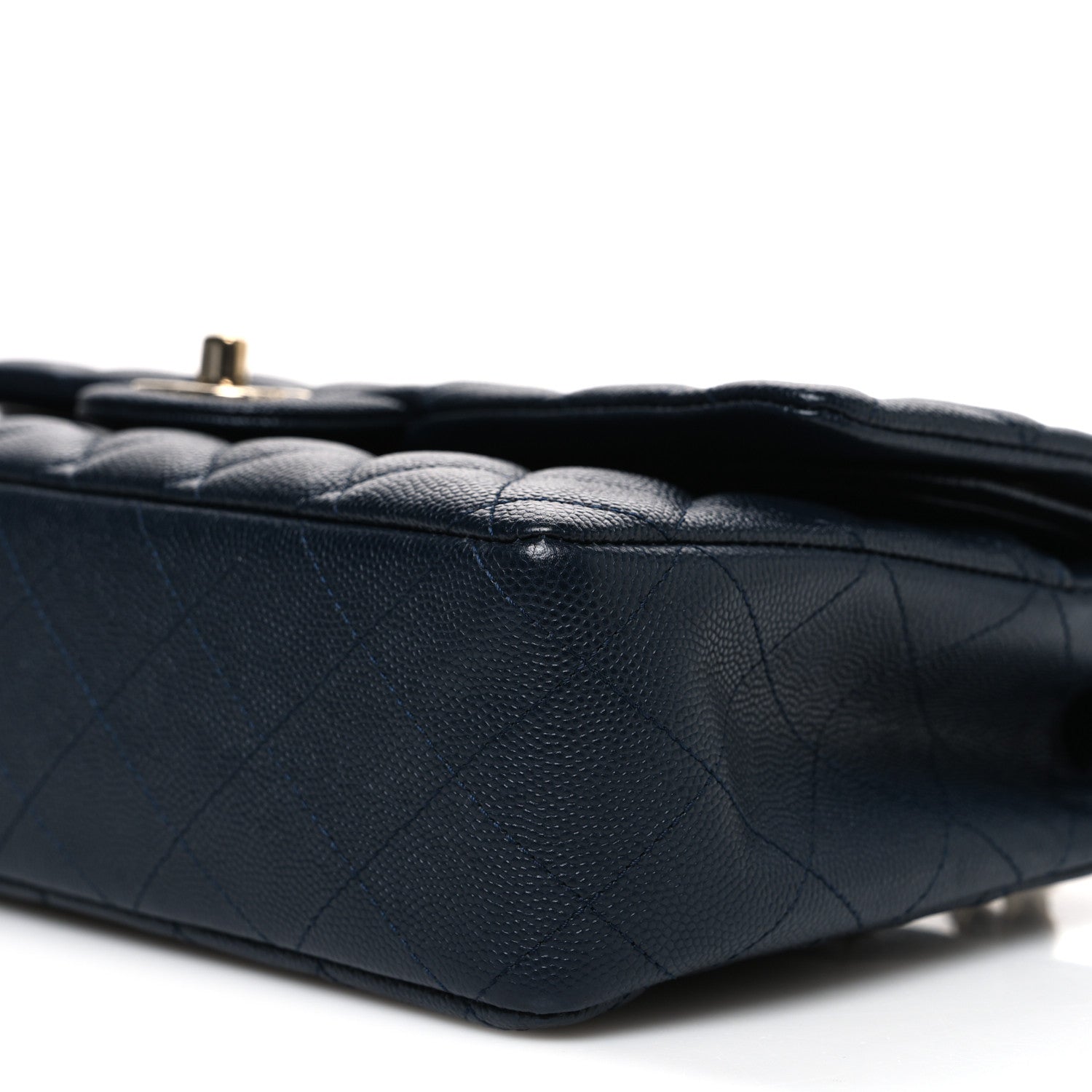 Caviar Quilted Medium Double Flap Navy