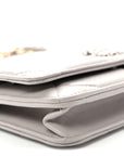 Lambskin Quilted CHNL 19 Wallet On Chain WOC Grey