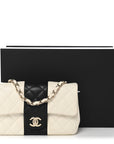 Lambskin Quilted Mini Rectangular Flap White Black