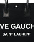 Linen Calfskin Rive Gauche Tote Black