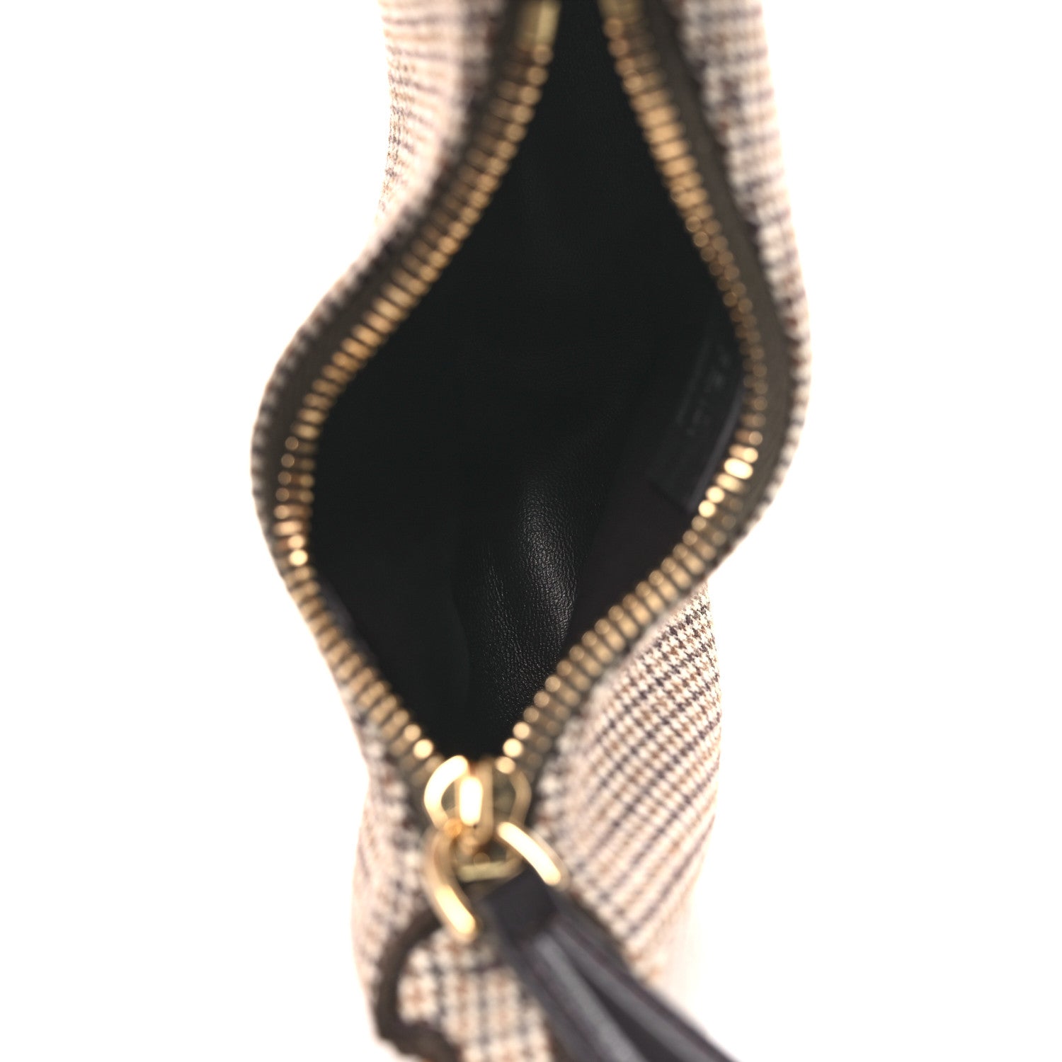 Wool Nappa Micro Houndstooth Nano FNDIgraphy Hobo Charm Beige Moro