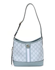 GG Supreme Monogram Textured Dollar Calfskin Web Small Ophidia Bucket Shoulder Bag Dusty Blue