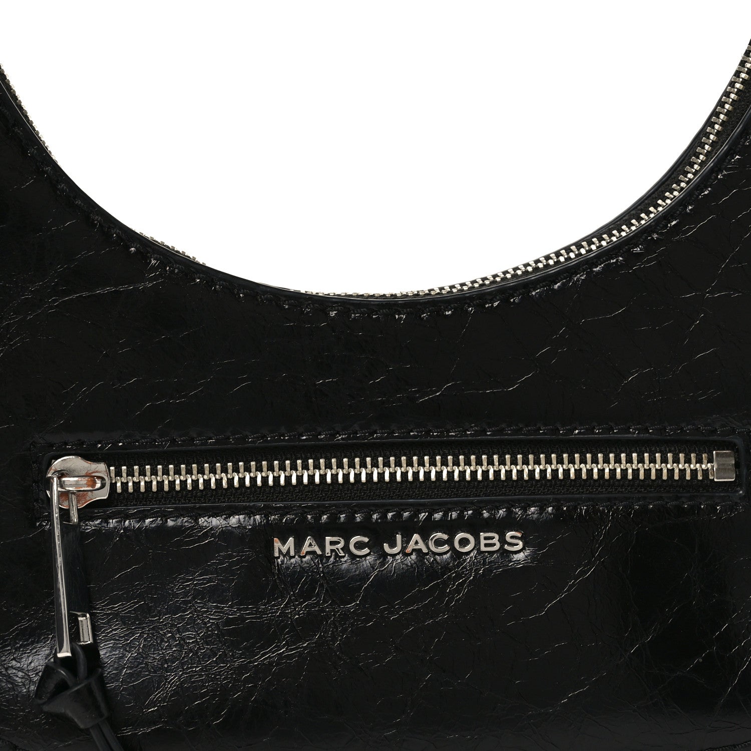 Crinkled Calfskin Crusier Crescent Bag Black
