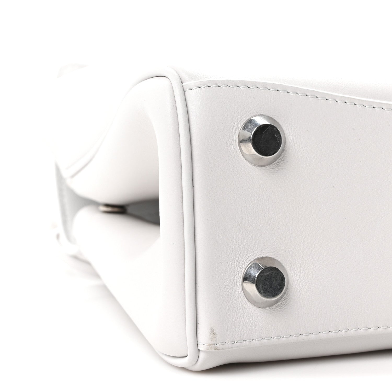 Natural Smooth Calfskin Mini Rodeo Top Handle Handbag Optic White