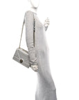 Metallic Grained Calfskin Medium D1ORama Flap Bag Silver