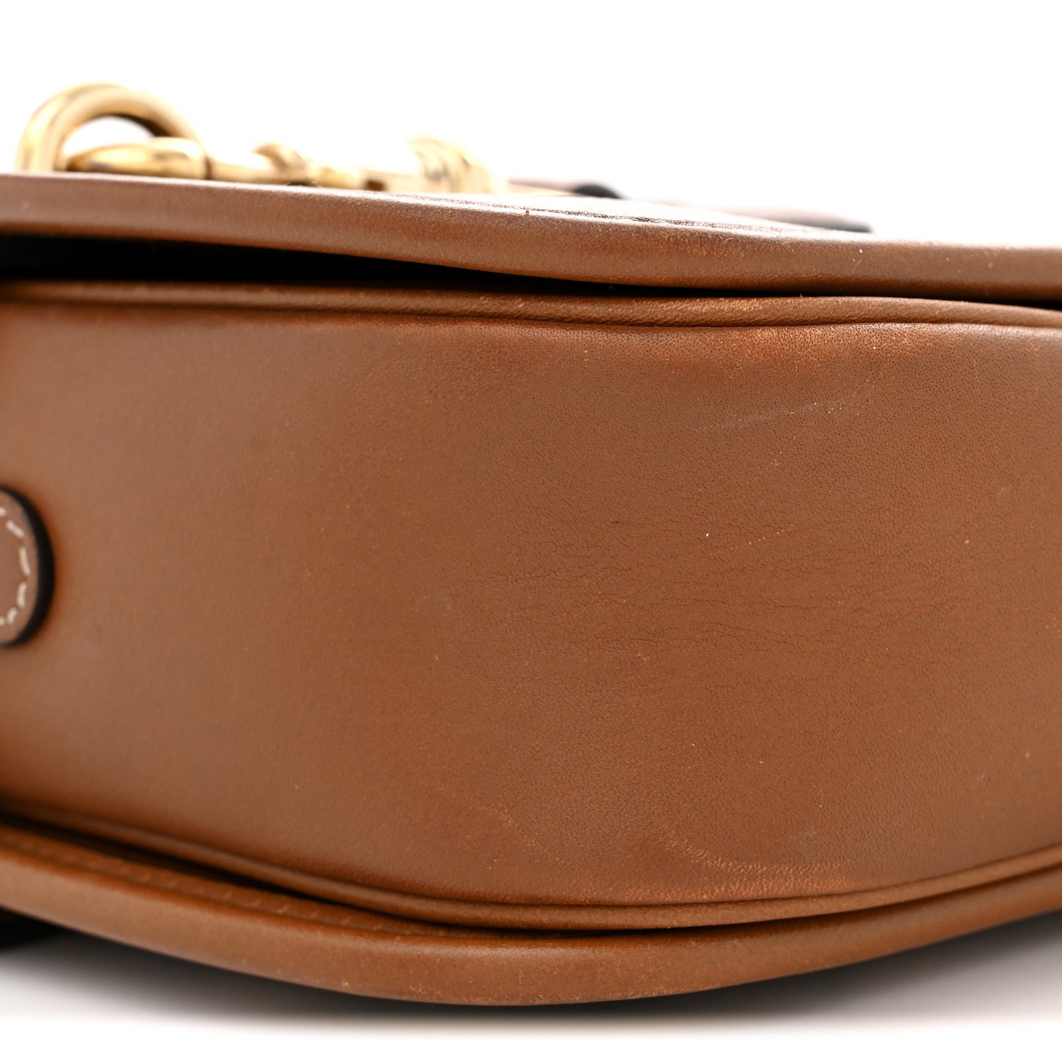 GG Supreme Monogram Textured Calfskin Emblem Mini Shoulder Bag Beige Dark Brown
