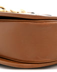GG Supreme Monogram Textured Calfskin Emblem Mini Shoulder Bag Beige Dark Brown