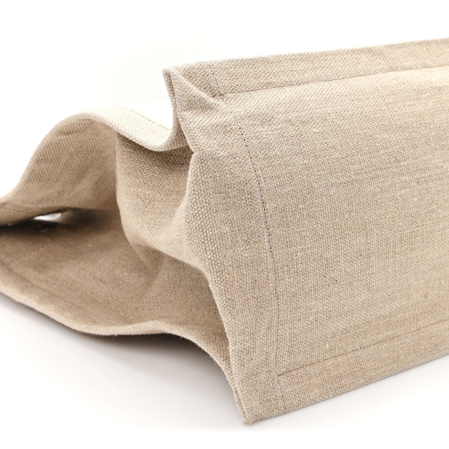 Linen Calfskin Small Rive Gauche Tote Greggio Natural