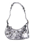Metallic Agneau Arena Leopard Le Cagole Shoulder Bag XS Dark Grey