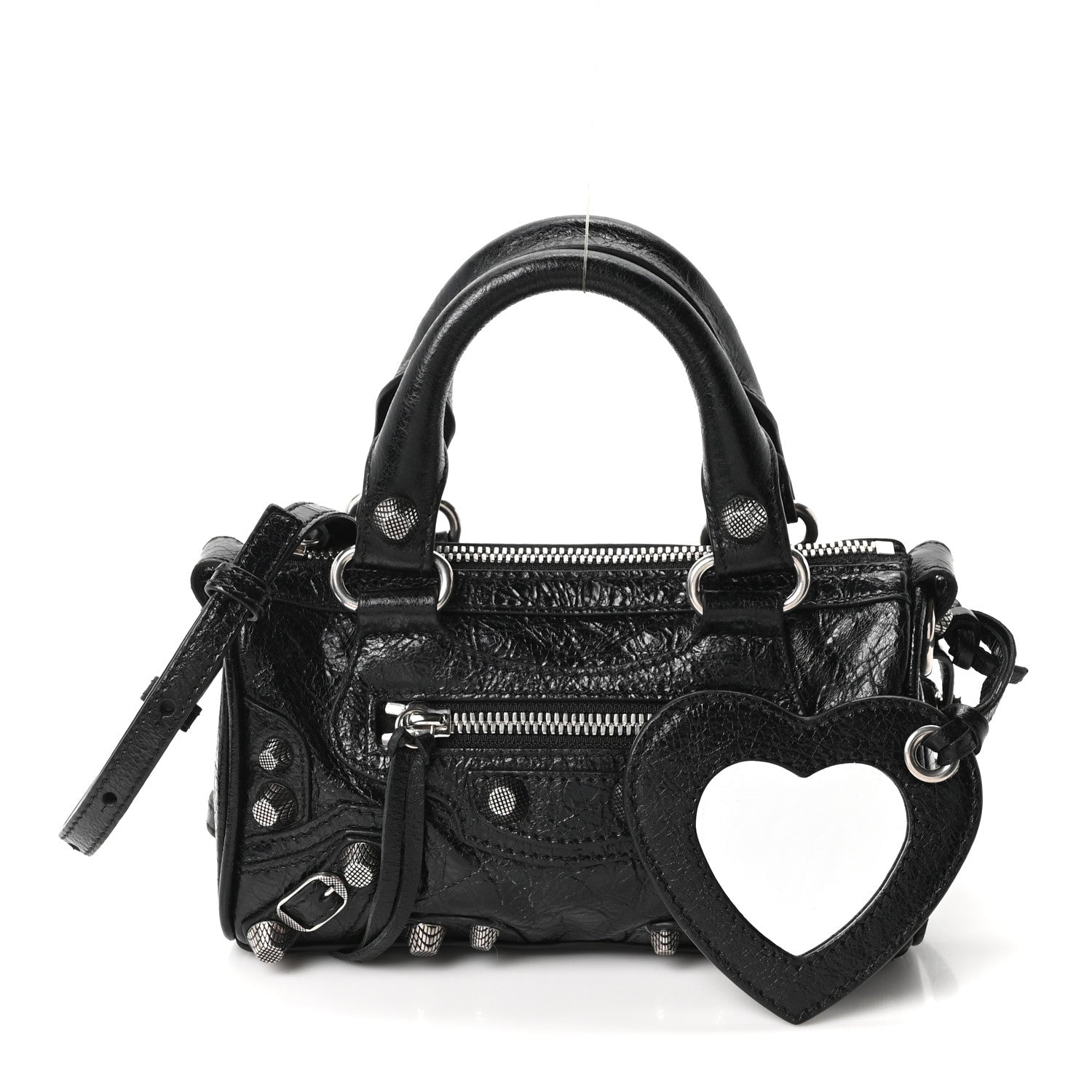 Agneau Arena Crystal Neo Nano Cagole Handbag Black